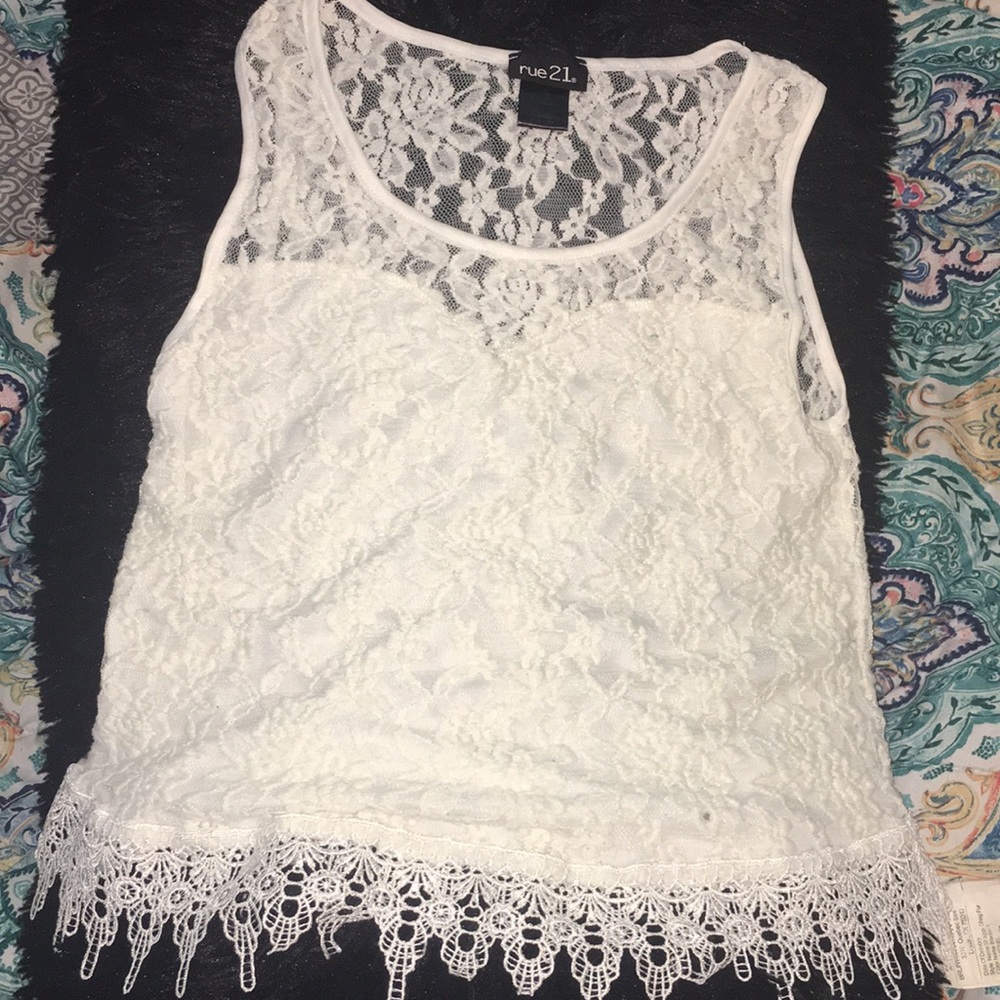 White lace crop top